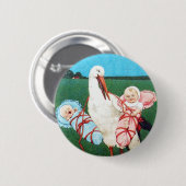 STORK TWIN BABY DUSCHE, rosa, Aquamarin blau Button (Vorne & Hinten)