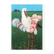 STORK TWIN BABY DUSCHE, rosa, Aquamarin blau