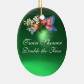 STORK TWIN BABY DUSCHE, rosa, Aquamarin blau Keramikornament (Hinten)