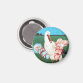 STORK TWIN BABY DUSCHE, rosa, Aquamarin blau Magnet (Vorderseite/Rückseite)