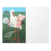 STORK TWIN BABY DUSCHE, rosa, Aquamarin blau Notizblock (Vorderseite)