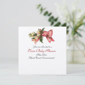 STORK TWIN BABY GIRL SHOWER , Champagner metallisc Einladung (Stehend Vorderseite)