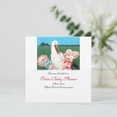 STORK TWIN BABY GIRL SHOWER EINLADUNG (Stehend Vorderseite)