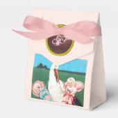 STORK TWIN BABY GIRL SHOWER PINK GEM MONOGRAM GESCHENKSCHACHTEL (Vorderseite)