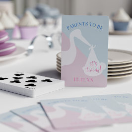 Stork Twin Baby Shower Gender Reveal Spielkarten