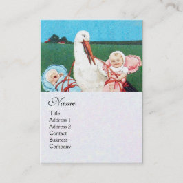 STORK TWIN BABY SHOWER MONOGRAM, weißes Perlpapier Visitenkarte