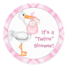 Stork & Twin Girls Babydusche
