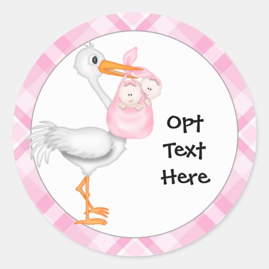 Stork & Twin Girls Stickers (Vorderseite)