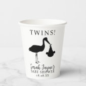 Stork Twins Black and White Baby Showcreen Cups Pappbecher (Vorderseite)