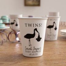Stork Twins Black and White Baby Showcreen Cups