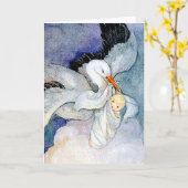 Stork und Baby Karte (Gelbe Blume)