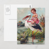 Stork und Baby Postkarte (Vorne/Hinten)