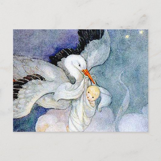 Stork und Baby Postkarte (Vorderseite)