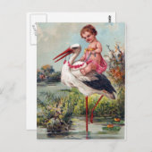 Stork und Baby Postkarte (Vorne/Hinten)
