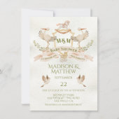 Stork Wappen Watercolor Babydusche Einladung (Vorderseite)