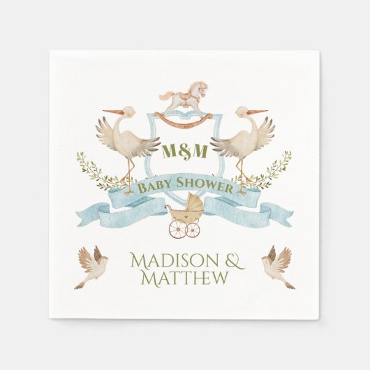 Stork Wappen Watercolor Kinderdusche Serviette (Vorderseite)