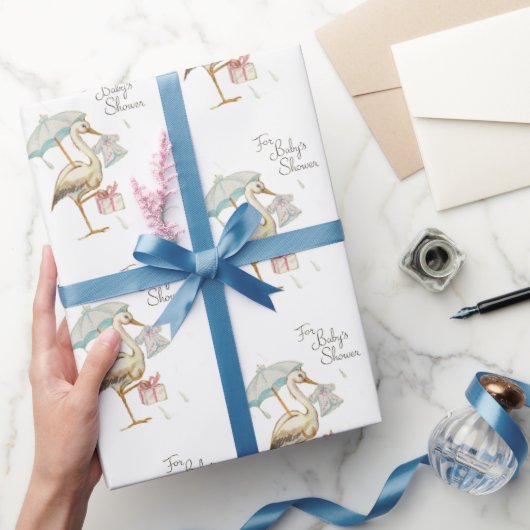 Stork Wildblume Ribbon Babydusche Geschenkpapier (Schenken)