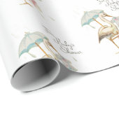 Stork Wildblume Ribbon Babydusche Geschenkpapier (Rolleneckpunkt)