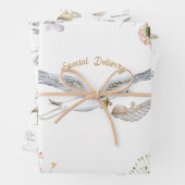 Stork Wildblume Ribbon Babydusche Geschenkpapier Set (Beispiel)