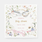 Stork Wildblume Ribbon Babydusche Papier Napkin Serviette (Vorderseite)