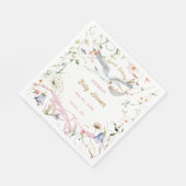 Stork Wildblume Ribbon Babydusche Papier Napkin Serviette (Ecke)