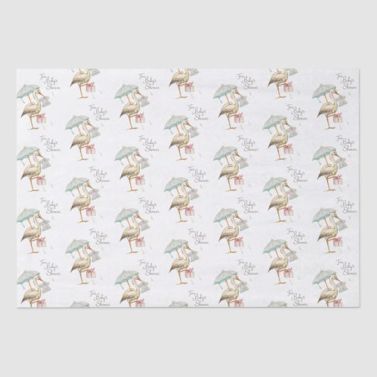 Stork Wildblume Ribbon Babydusche Seidenpapier (Vorderseite)