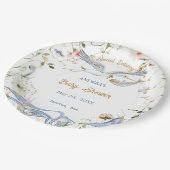 Stork Wildblume Ribbon Babyduschpapier Pappteller (Schrägansicht)