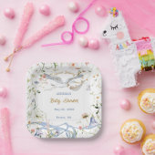 Stork Wildblume Ribbon Babyduschpapier Pappteller (Party)