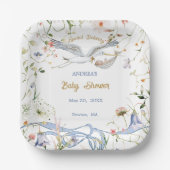 Stork Wildblume Ribbon Babyduschpapier Pappteller (Vorderseite)