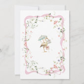 Stork Wildblume Ribbon und Bow Baby Dusche Einladung (Rückseite)