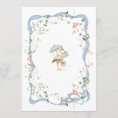 Stork Wildblume Ribbon und Bow Baby Dusche Menükarte (Rückseite)