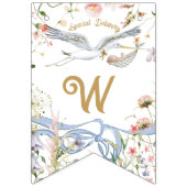 Stork Wildblume Ribbon und Bow Baby Dusche Wimpelkette (Dritte Fahne)
