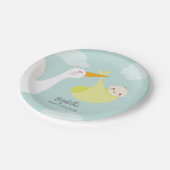 Stork Yellow Bundle Baby Dusche Pappteller (Schrägansicht)