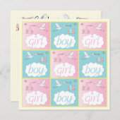 Storks Baby Gender Offenlegung Party Einladung (Vorne/Hinten)