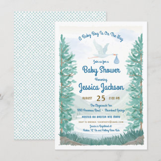 Stork's Journey Baby Boy Shower Einladung