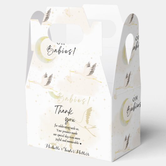 Storks neutral, Oh Zwillingsbabys Geschenkschachtel (Geöffnet)