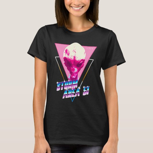 Storm Area 51 Synthwave Vaporwave Retro 80er Alien T-Shirt (Vorderseite)