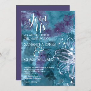 STORM BLAUE WATERCOLOR HIBISKUS WEDD EINLADUNG