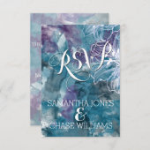 STORM BLAUE WATERCOLOR HIBISKUS WEDD RSVP KARTE (Vorne/Hinten)