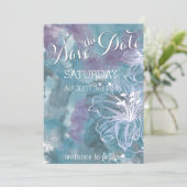 STORM BLAUE WATERCOLOR HIBISKUS WEDD SAVE THE DATE (Stehend Vorderseite)