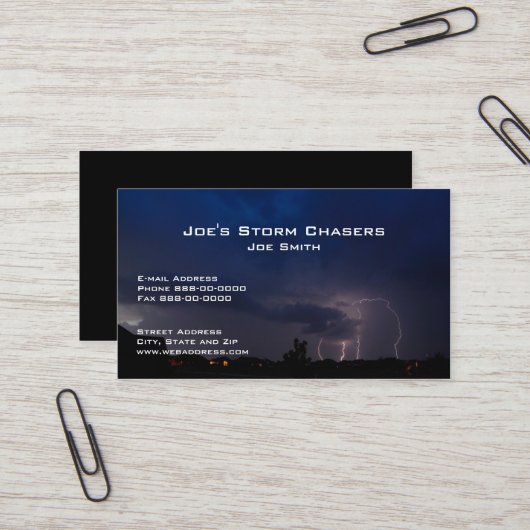 Storm Chaser Business Card Visitenkarte (Vorderseite/Rückseite Beispiel)