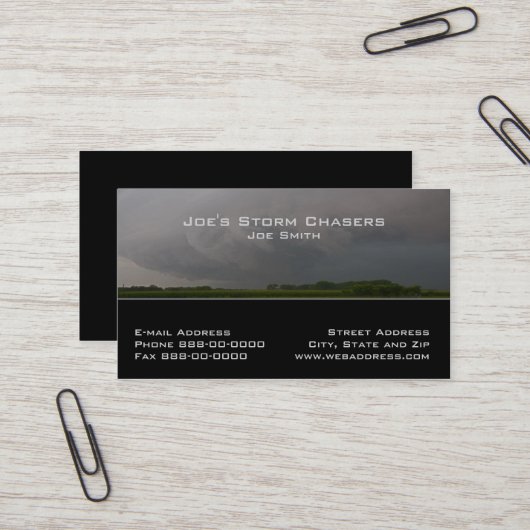 Storm Chaser Business Card Visitenkarte (Vorderseite/Rückseite Beispiel)