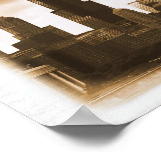 Storm Clouds Ansammlung - Chicago Skyline (Sepia) Poster (Ecke)