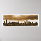 Storm Clouds Ansammlung - Chicago Skyline (Sepia) Poster (Vorne)
