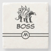 Storm Gray Stegosaurus Spiked Dinosaurier Steinuntersetzer (Vorderseite)