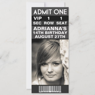 Storm Gray VIP Foto Ticket Geburtstagsparty Einladung