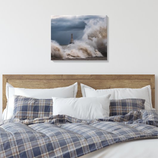 Storm Lighthouse Canvas Print Leinwanddruck (Insitu (Schlafzimmer))