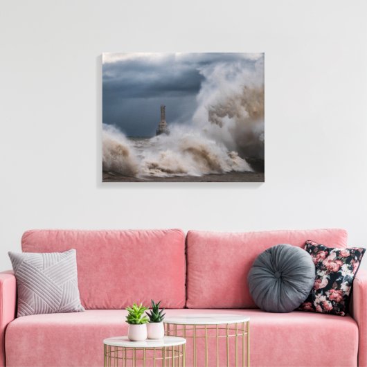 Storm Lighthouse Canvas Print Leinwanddruck (Insitu (Wohnzimmer))