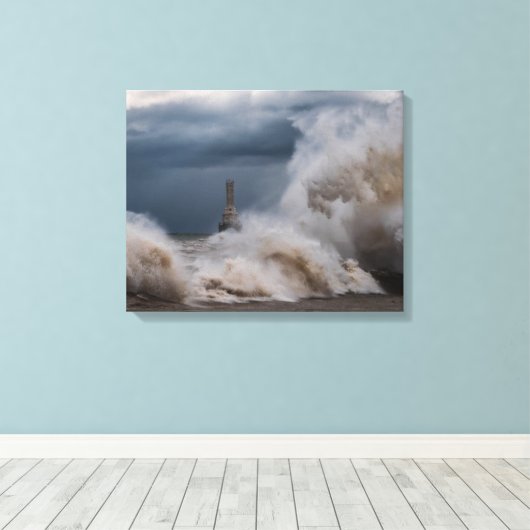 Storm Lighthouse Canvas Print Leinwanddruck (Insitu (Holzboden))