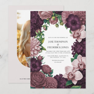 Storm Plum, Graphite Rose & Antique Blush Hochzeit Einladung